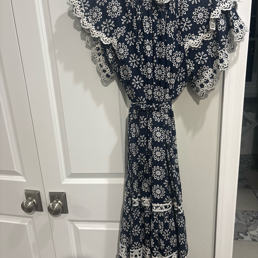 Elegant Navy and White Floral Dress